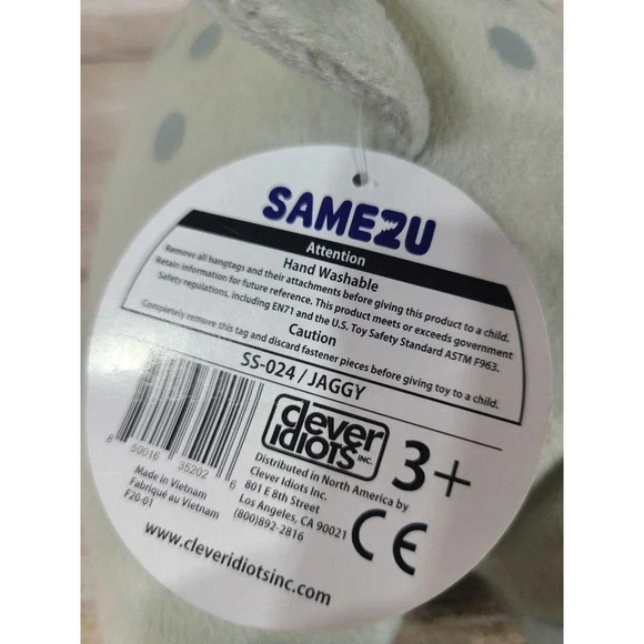 Samezu Plush Jaggy Stuffed Animal Toy Shark Gray Blue Clever Idiots 7.5" New - Picture 4 of 4